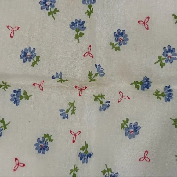 Vintage Floral Handkerchief Blue Flowers Cottagecore Decor Hanky 13” - Picture 6 of 7